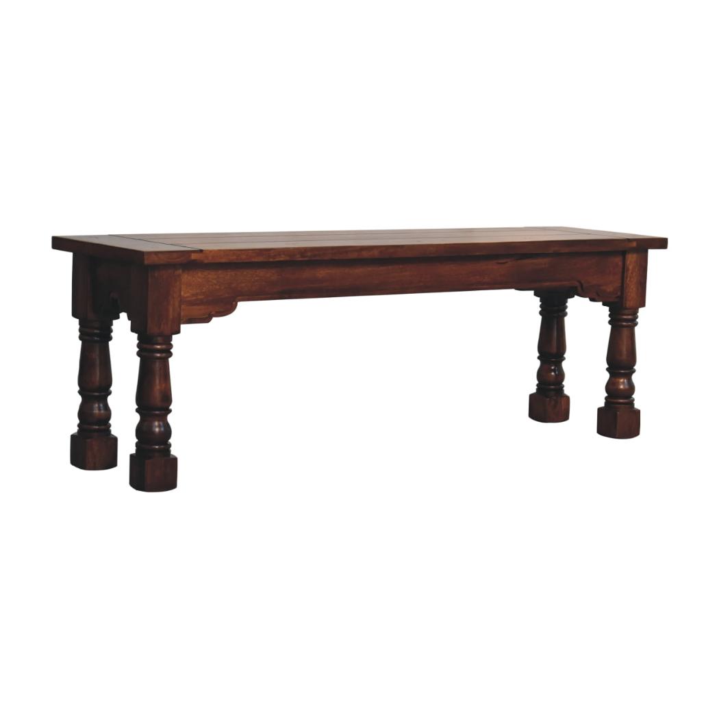 Granary Royale Bench | Solid Mango Wood | Chestnut Finish | Statement Seating
