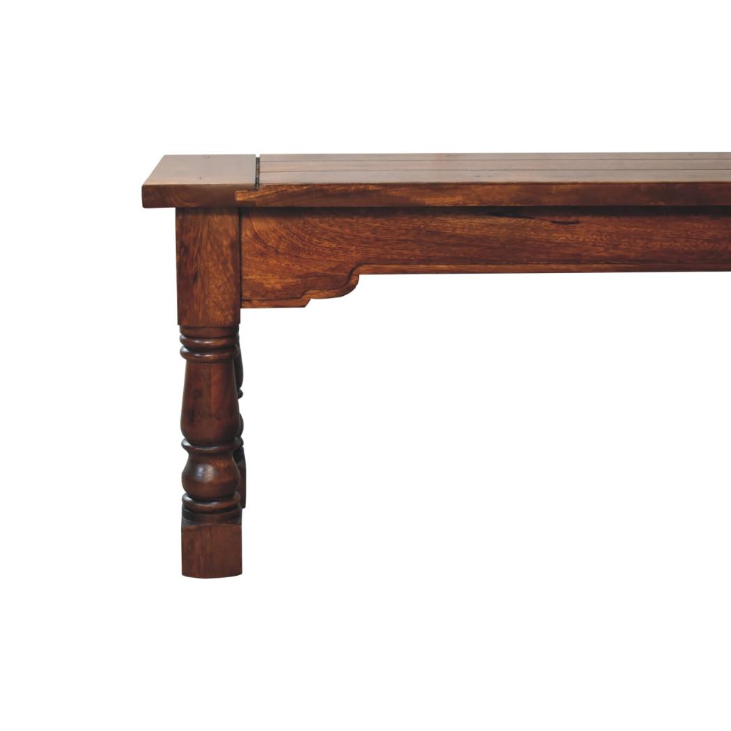Granary Royale Bench | Solid Mango Wood | Chestnut Finish | Statement Seating