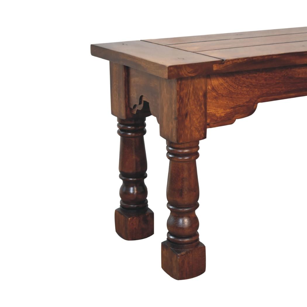 Granary Royale Bench | Solid Mango Wood | Chestnut Finish | Statement Seating