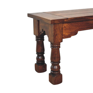 Granary Royale Bench | Solid Mango Wood | Chestnut Finish | Statement Seating