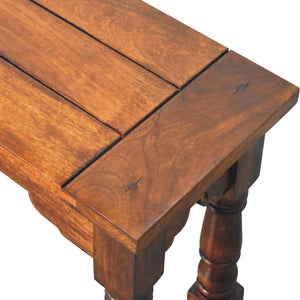 Granary Royale Bench | Solid Mango Wood | Chestnut Finish | Statement Seating