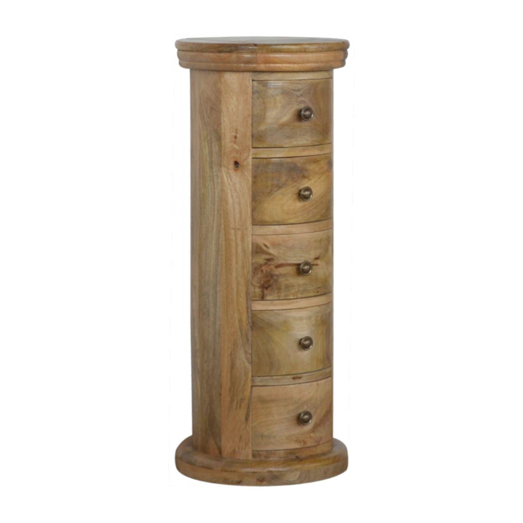 Granary Slim Drum Chest | 5 Drawer Storage | Narrow Bedroom Cabinet