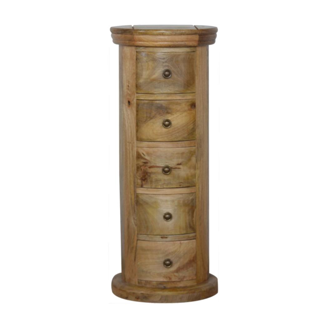 Granary Slim Drum Chest | 5 Drawer Storage | Narrow Bedroom Cabinet