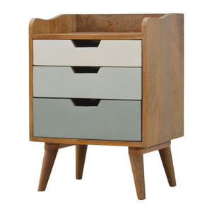 Green Gradient Bedside Table | 3 Drawers | Solid Mango Wood