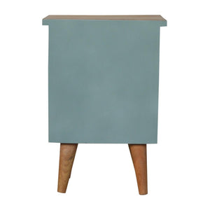Green Hand-Painted Bedside Table | Solid Mango Wood | Artisan Pattern | Bedroom Storage