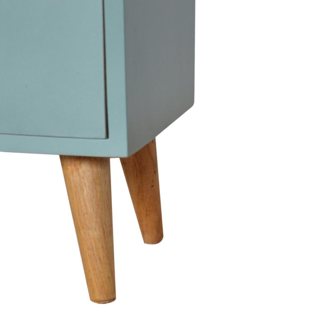 Green Hand-Painted Bedside Table | Solid Mango Wood | Artisan Pattern | Bedroom Storage