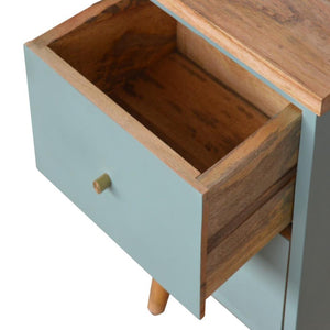 Green Hand-Painted Bedside Table | Solid Mango Wood | Artisan Pattern | Bedroom Storage