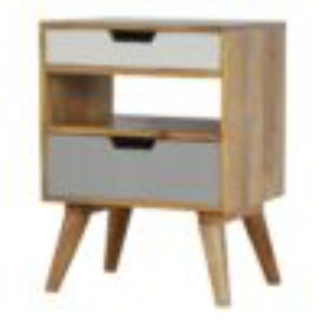 Grey & White Bedside Table | Cut-Out Detail | Two-Tone Bedroom Storage