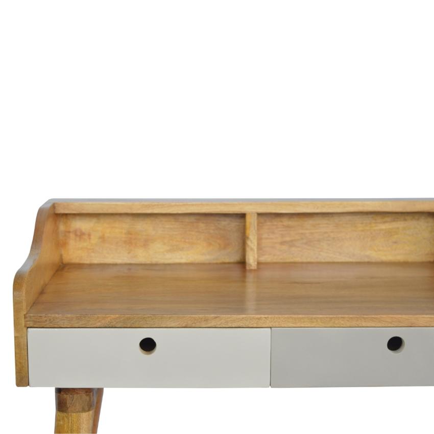 Grey Gradient Gallery Writing Desk | 3 Drawers | Solid Mango Wood