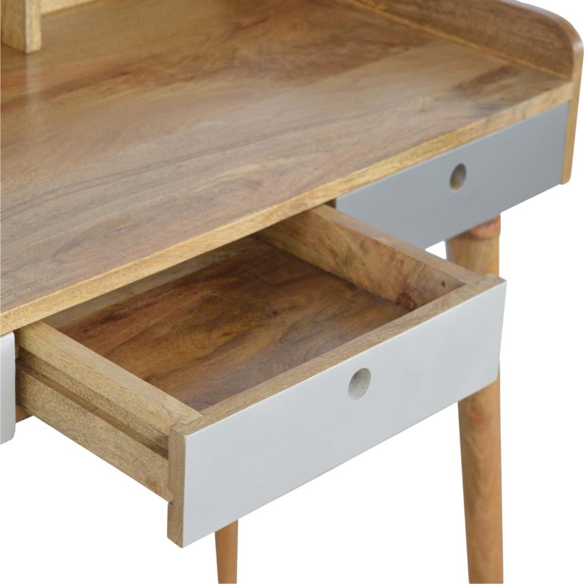 Grey Gradient Gallery Writing Desk | 3 Drawers | Solid Mango Wood