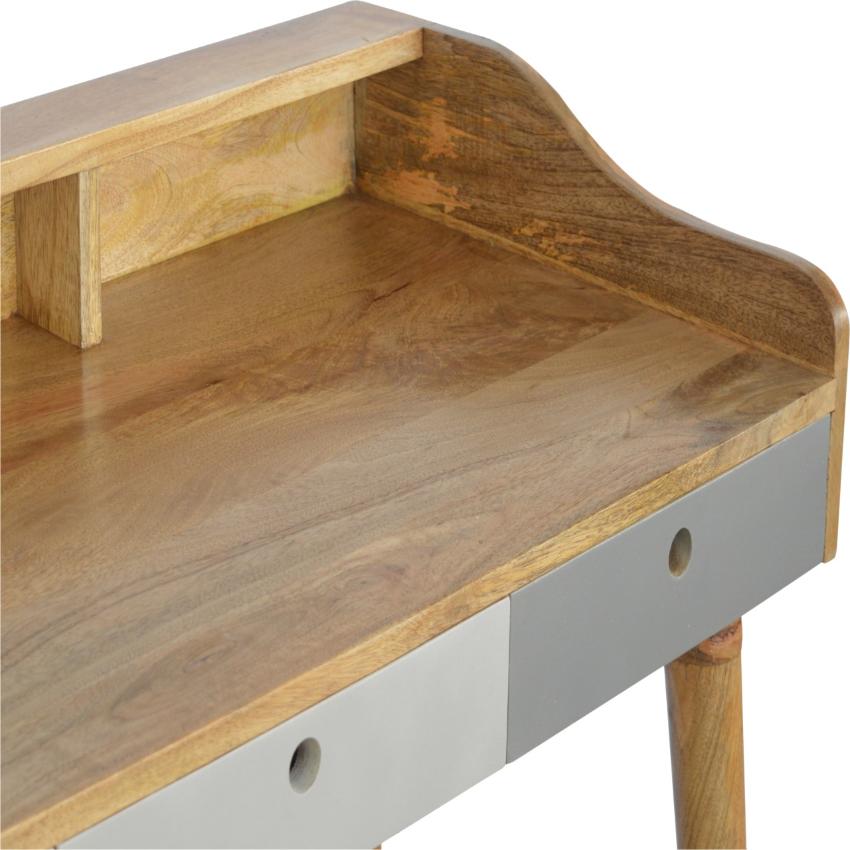 Grey Gradient Gallery Writing Desk | 3 Drawers | Solid Mango Wood