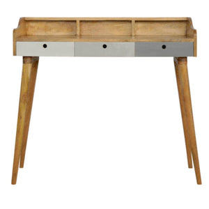Grey Gradient Gallery Writing Desk | 3 Drawers | Solid Mango Wood