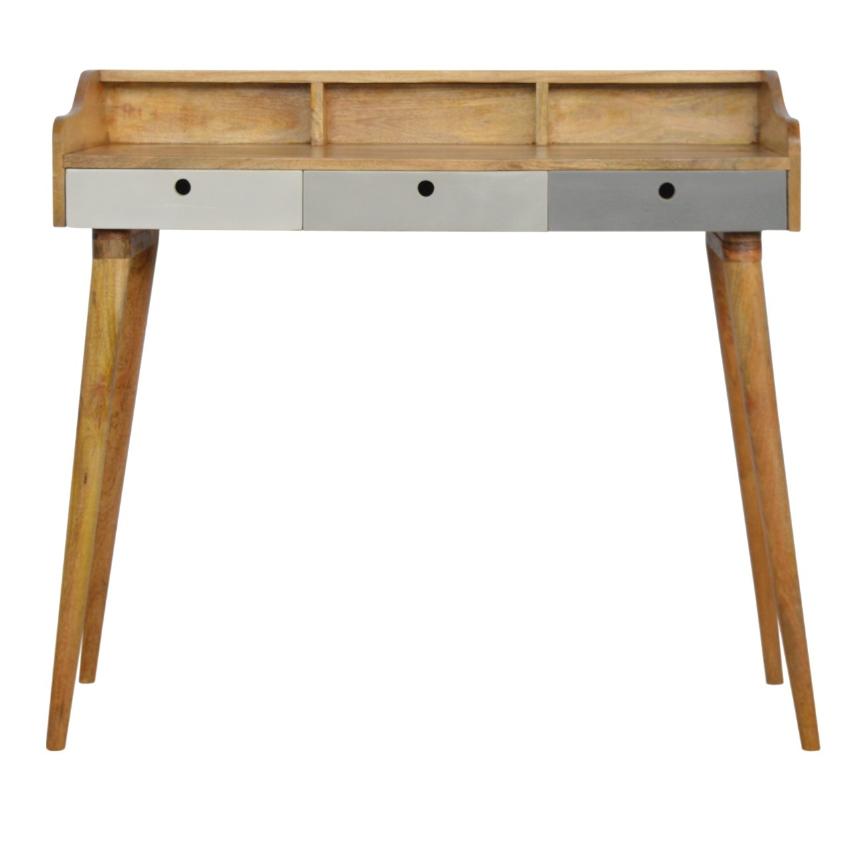 Grey Gradient Gallery Writing Desk | 3 Drawers | Solid Mango Wood