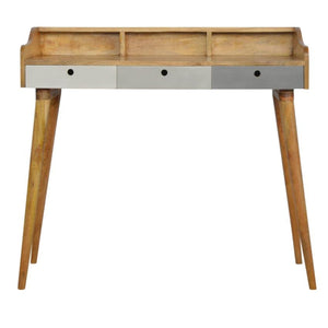 Grey Gradient Gallery Writing Desk | 3 Drawers | Solid Mango Wood
