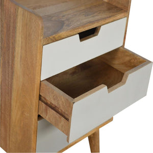 Grey Gradient Mango Wood Bedside Table | 3 Drawers | Nordic Legs