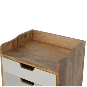 Grey Gradient Mango Wood Bedside Table | 3 Drawers | Nordic Legs