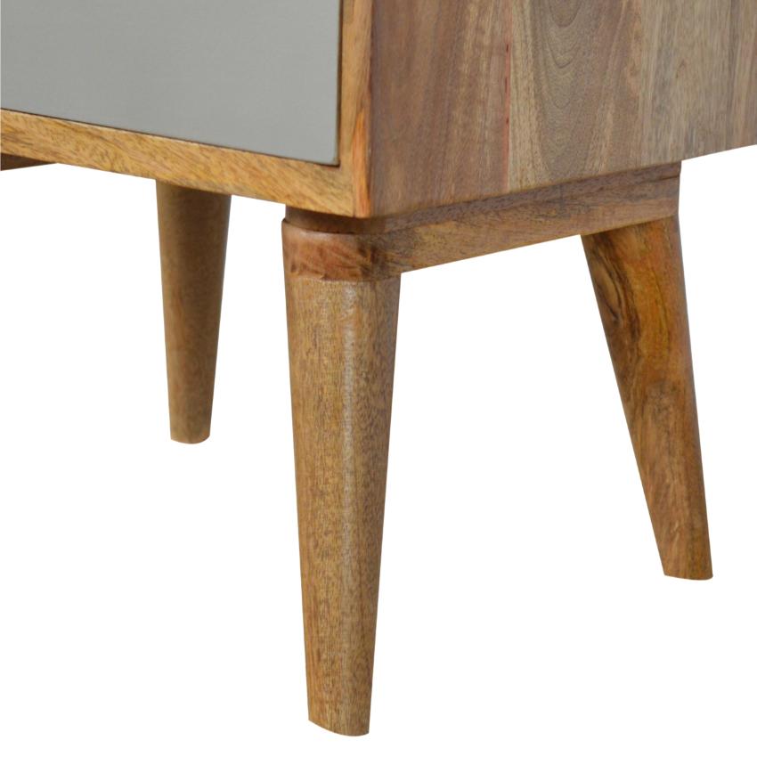 Grey Gradient Mango Wood Bedside Table | 3 Drawers | Nordic Legs