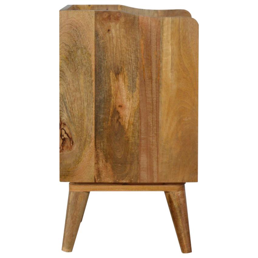 Grey Gradient Mango Wood Bedside Table | 3 Drawers | Nordic Legs