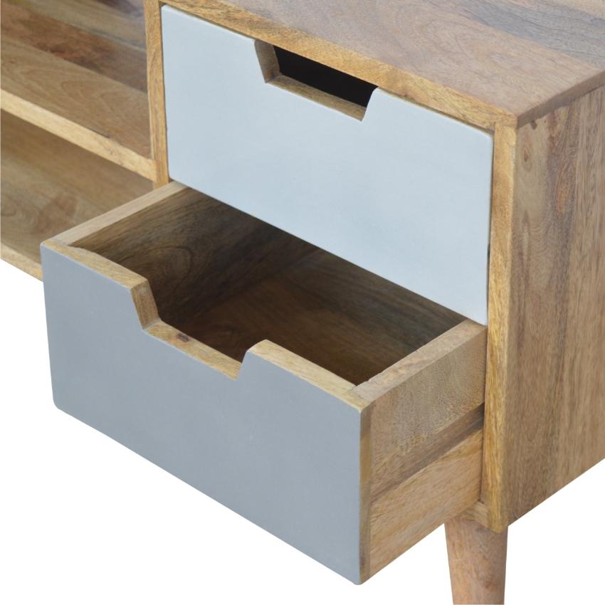 Grey Gradient Mango Wood TV Unit | 4 Drawers | 2 Open Shelves