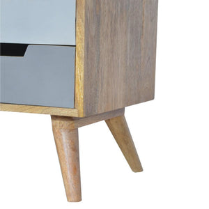 Grey Gradient Mango Wood TV Unit | 4 Drawers | 2 Open Shelves