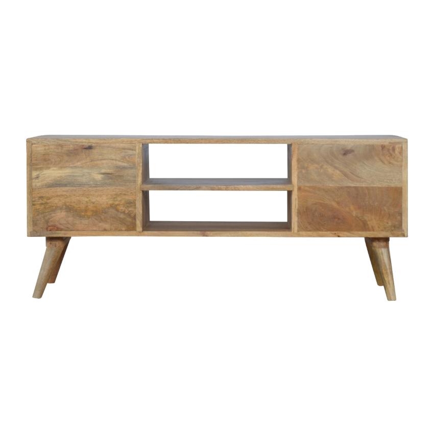 Grey Gradient Mango Wood TV Unit | 4 Drawers | 2 Open Shelves