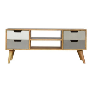 Grey Gradient Mango Wood TV Unit | 4 Drawers | 2 Open Shelves
