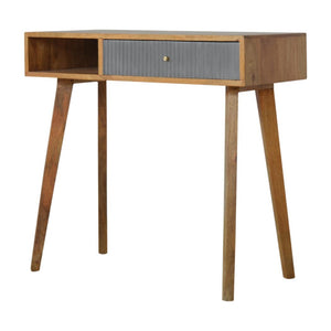 Grey Line Carved Writing Desk | Textured Detail | Home Office & Study Table