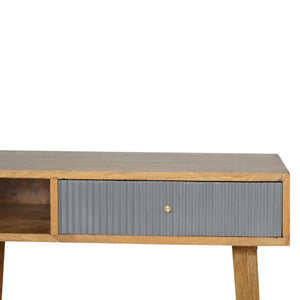 Grey Line Carved Writing Desk | Textured Detail | Home Office & Study Table