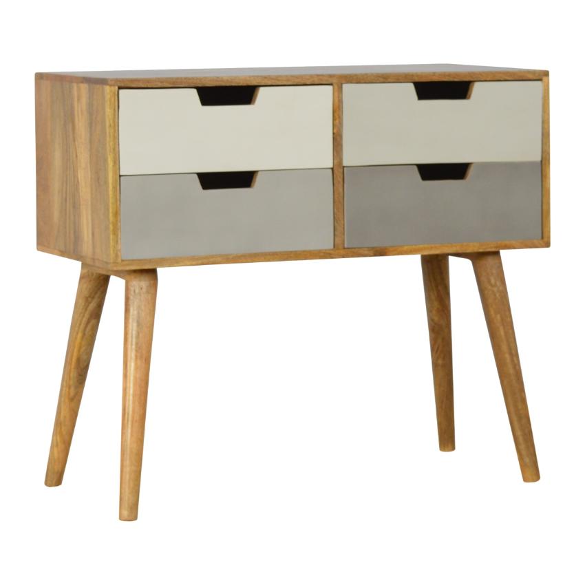 Grey Ombré Mango Wood Console Table | 4 Drawers | Nordic Legs