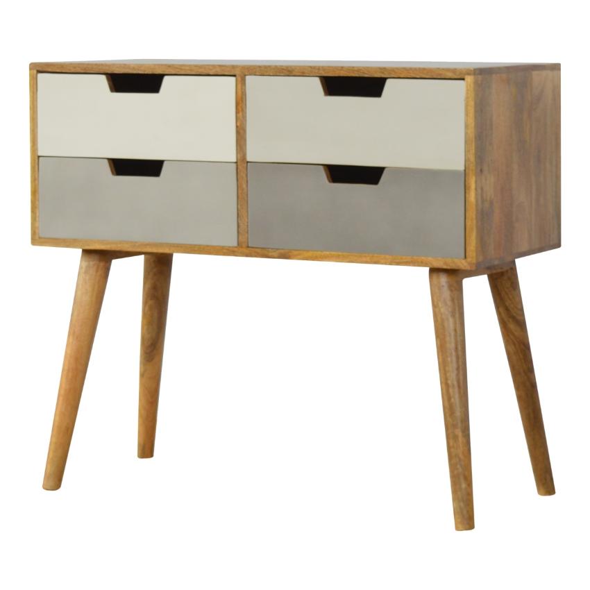 Grey Ombré Mango Wood Console Table | 4 Drawers | Nordic Legs