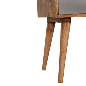 Grey Patterned Bedside Table | Solid Mango Wood | Oak Finish | 2 Drawers