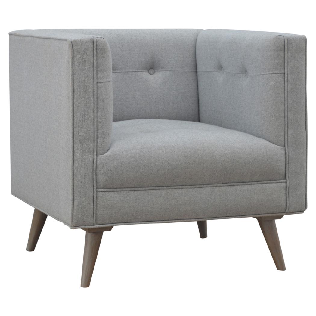 Grey Tweed Armchair | Upholstered Accent Chair | Classic Living Room Seating