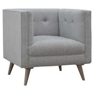 Grey Tweed Armchair | Upholstered Accent Chair | Classic Living Room Seating