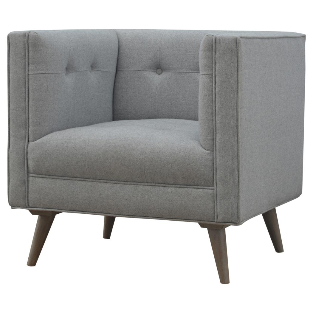 Grey Tweed Armchair | Upholstered Accent Chair | Classic Living Room Seating
