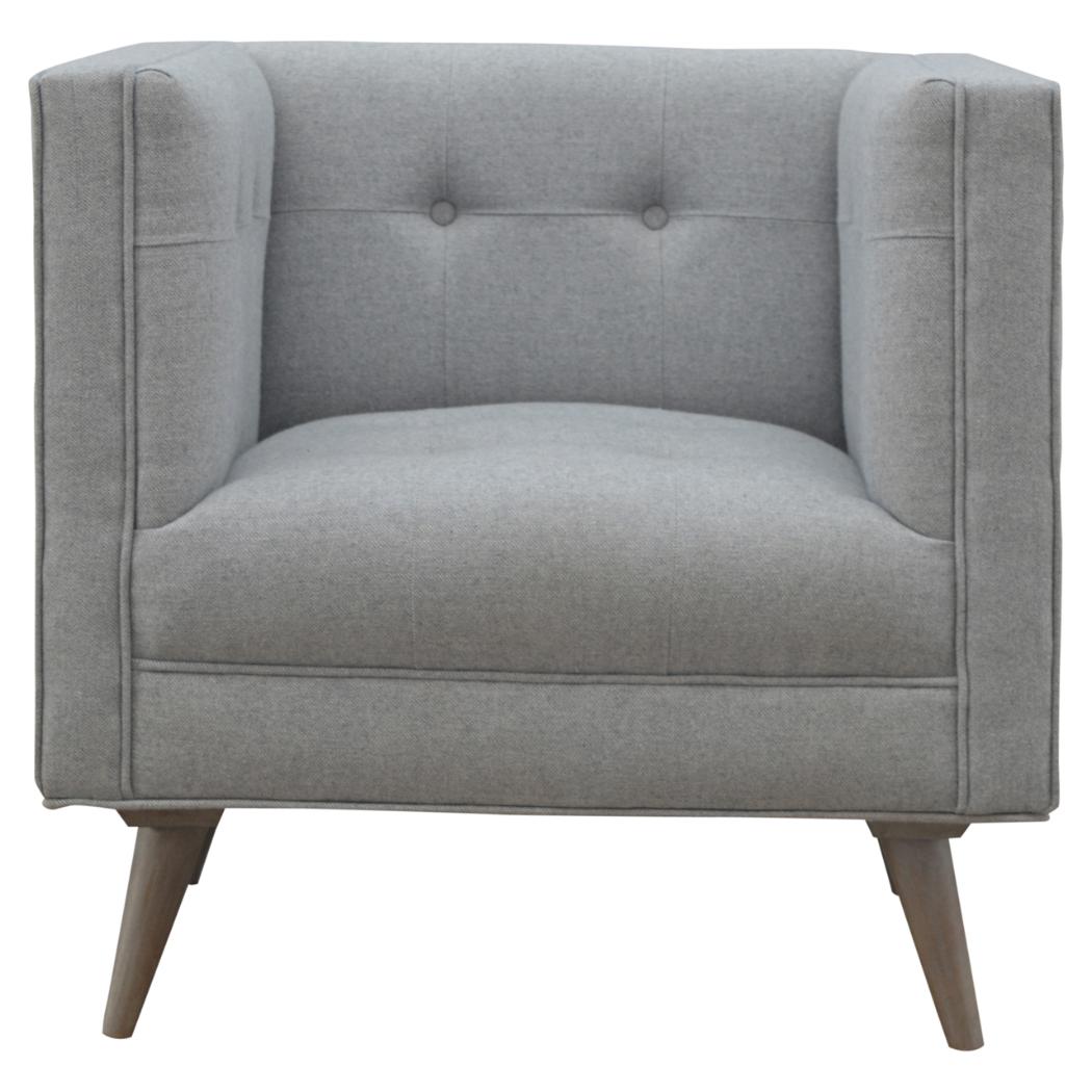 Grey Tweed Armchair | Upholstered Accent Chair | Classic Living Room Seating