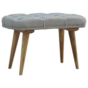 Grey Tweed Bedroom Bench | Deep Button Seat | Mango Wood Legs