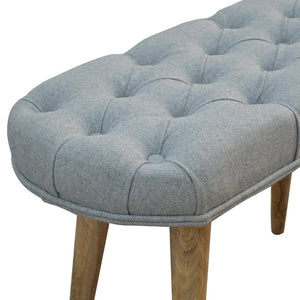 Grey Tweed Bedroom Bench | Deep Button Seat | Mango Wood Legs