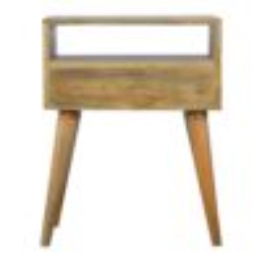 Grey Tweed Bedside Table | Open Slot Storage | Textured Accent Detail