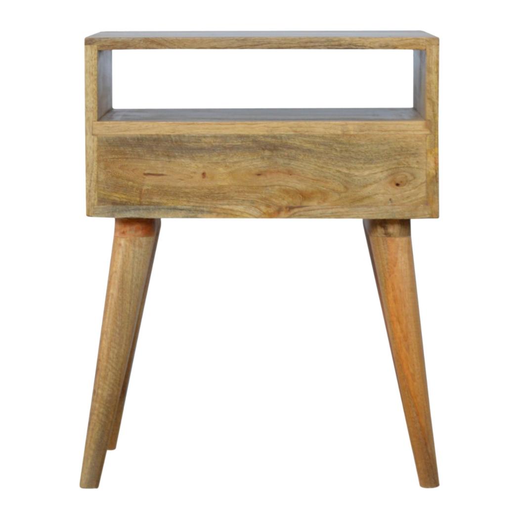 Grey Tweed Bedside Table | Open Slot Storage | Textured Accent Detail