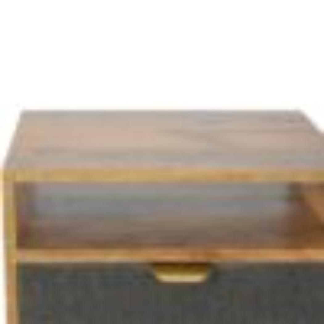 Grey Tweed Bedside Table | Open Slot Storage | Textured Accent Detail