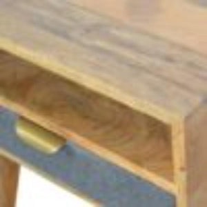 Grey Tweed Bedside Table | Open Slot Storage | Textured Accent Detail