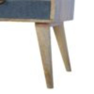 Grey Tweed Bedside Table | Open Slot Storage | Textured Accent Detail