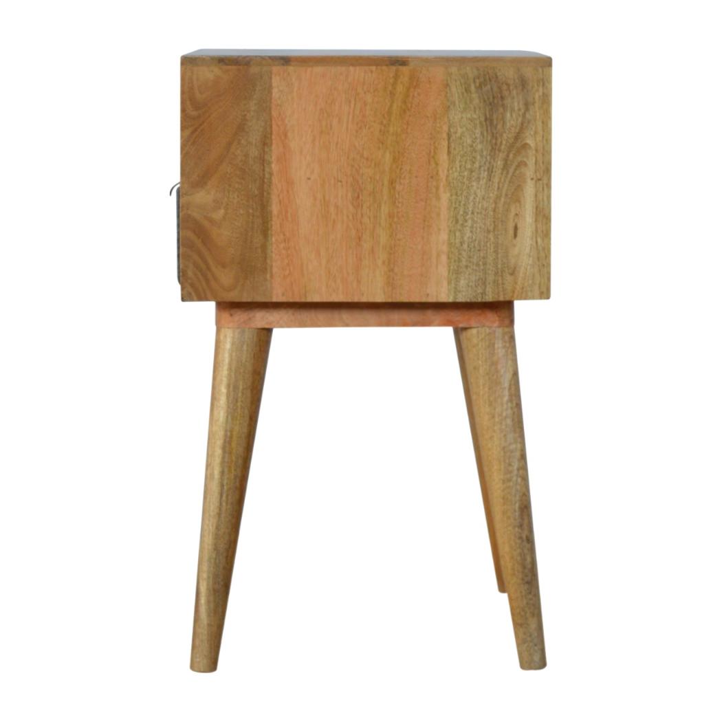 Grey Tweed Bedside Table | Open Slot Storage | Textured Accent Detail