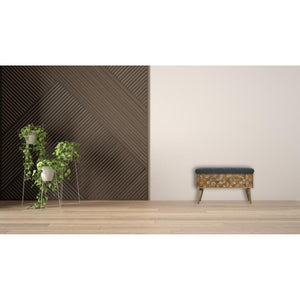 Grey Tweed Diamond Bench | Textured Upholstery | Versatile Home Seating