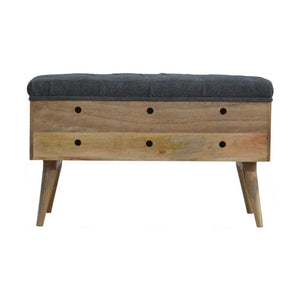 Grey Tweed Diamond Bench | Textured Upholstery | Versatile Home Seating
