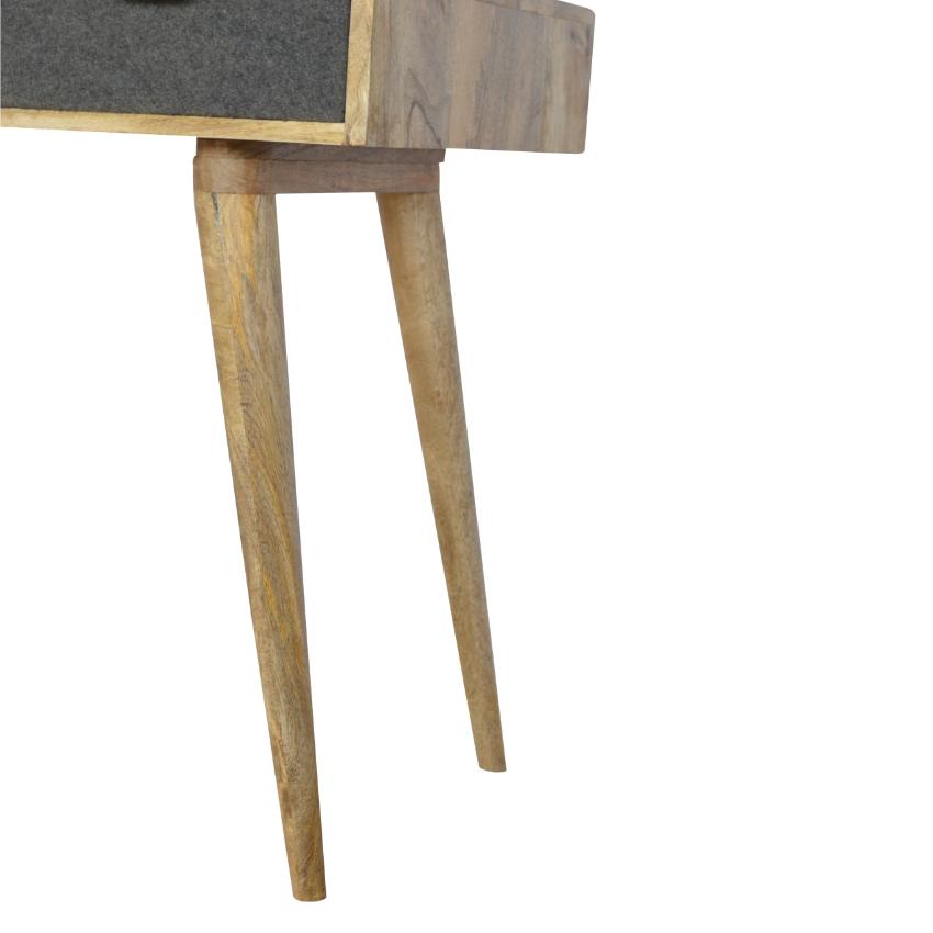 Grey Tweed Drawer Writing Desk | Open Shelf | Solid Wood