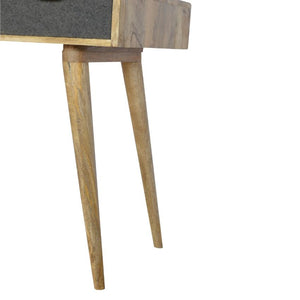 Grey Tweed Drawer Writing Desk | Open Shelf | Solid Wood