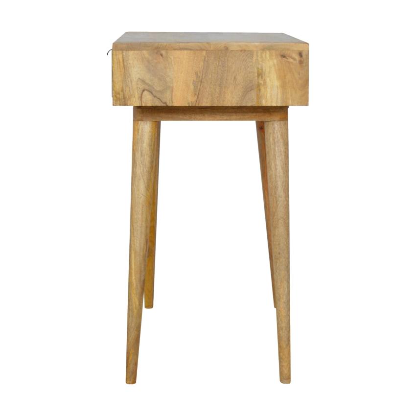 Grey Tweed Drawer Writing Desk | Open Shelf | Solid Wood