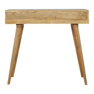 Grey Tweed Drawer Writing Desk | Open Shelf | Solid Wood