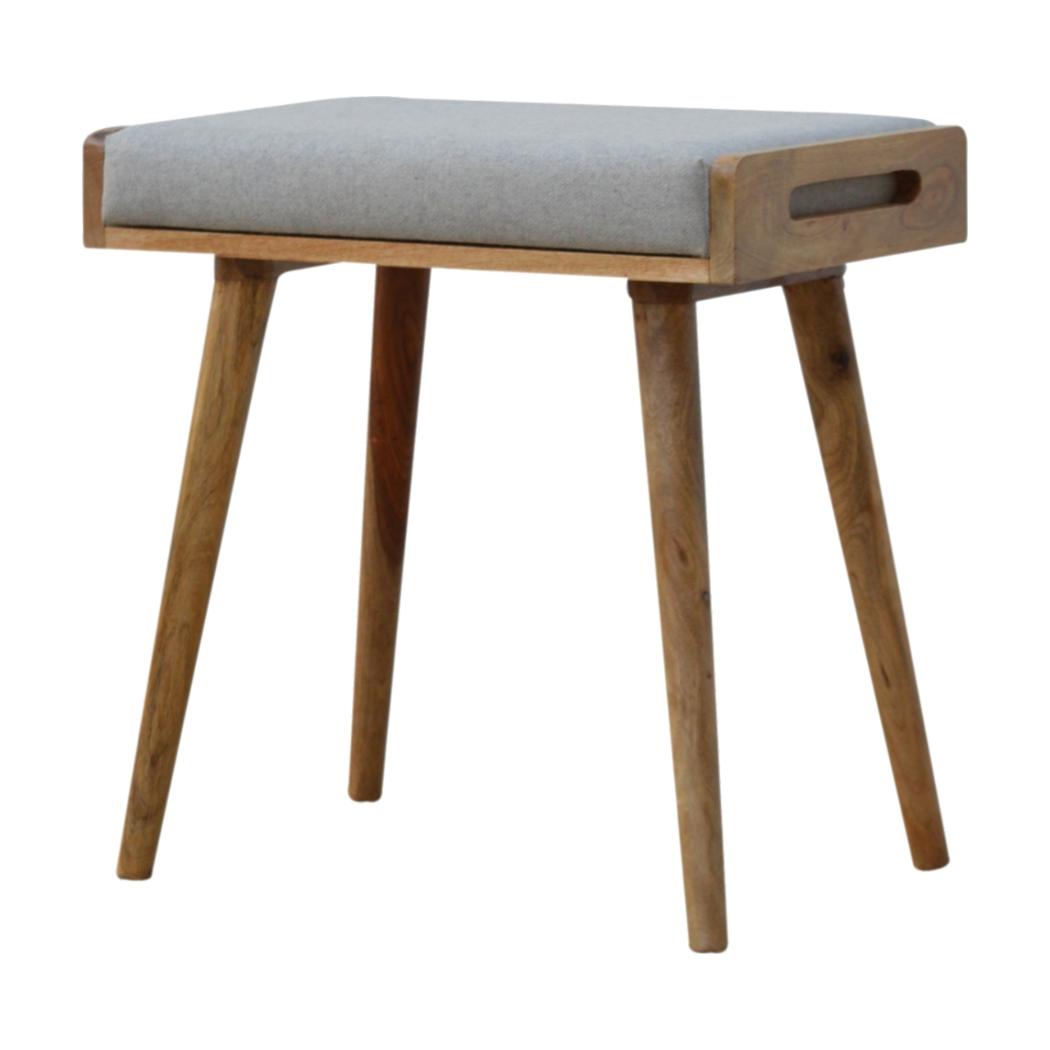 Grey Tweed Tray Style Footstool | Textured Upholstery | Versatile Living Room Seating